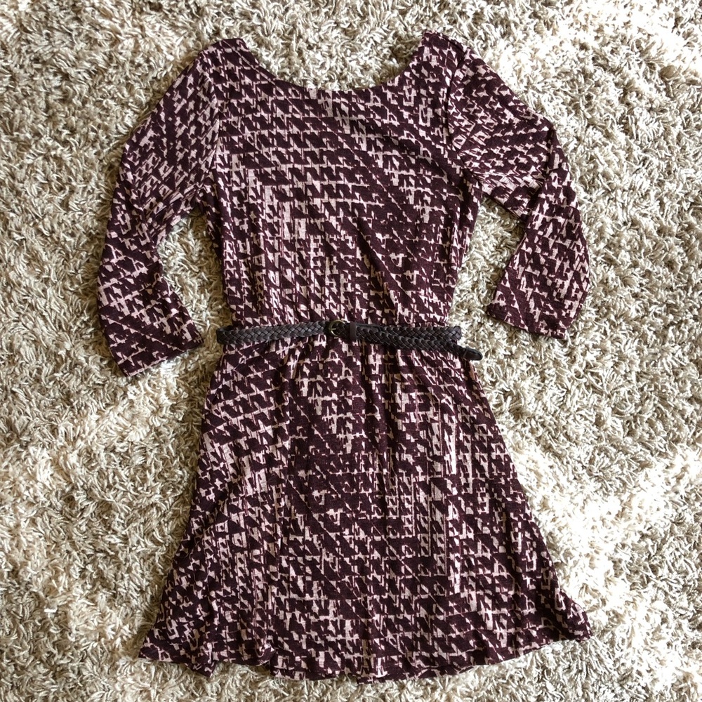 AS U WISH, Print Dress with skinny belt, size M,